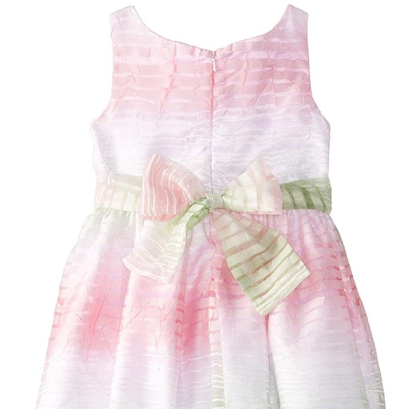 Girls Organza Ribbon Stripe Easter Occasion Dress - Picture 4 of 7